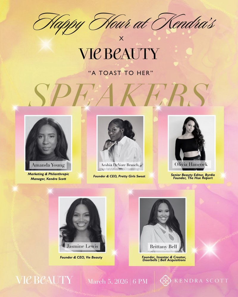 Kendra Scott x Vie Beauty A Toast To Her flyer